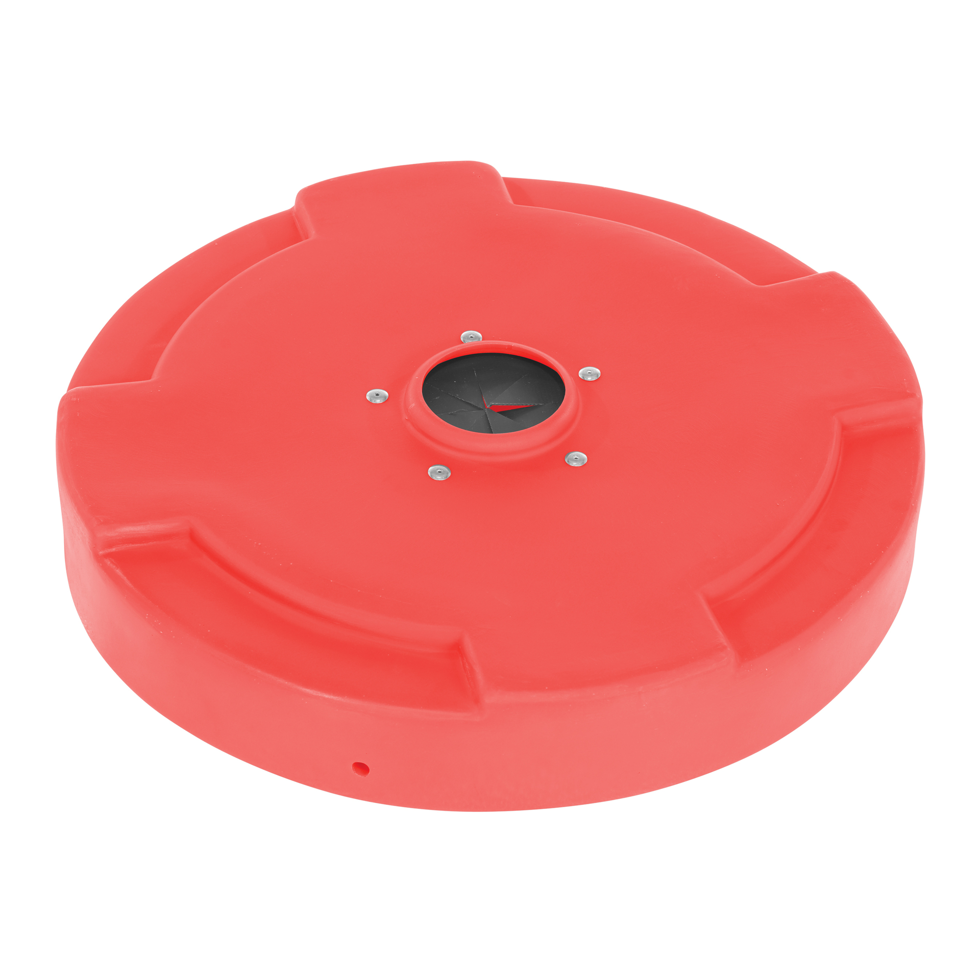 Vestil Poly Drum Recycle Lid with Flaps - Fits 55 Gal. Drums, 24.75in. Diameter, Polyethylene, Model# DC-P-55-CANF-RD